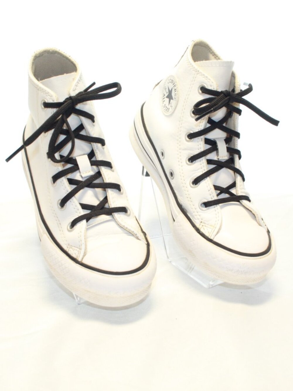 Converse Size Youth 1 White Leather EVA Lift Platform High Top Sneaker- A01016C